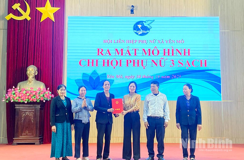 Ra mắt Ban chủ nhiệm mô hình “Chi hội phụ nữ 3 sạch tham gia xây dựng nông thôn mới, đô thị văn minh” xã Yên Mô.