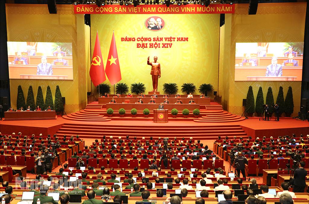 Toàn cảnh phiên bế mạc Đại hội XIV của Đảng.