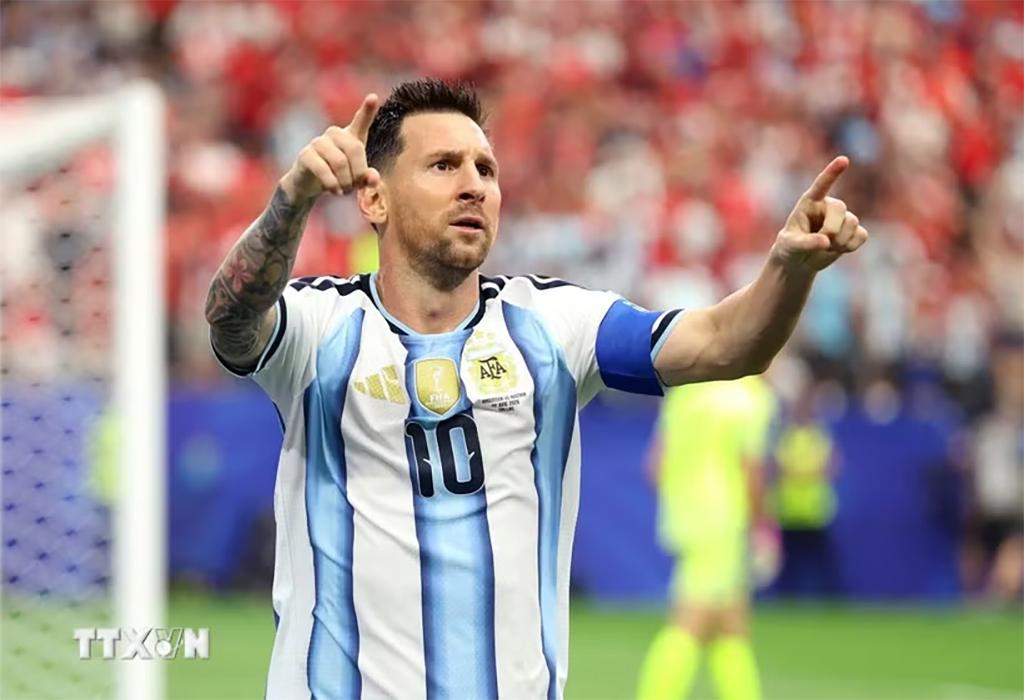 Messi đi vào lịch sử với tư cách chân sút vĩ đại nhất World Cup. (Ảnh: AFP/TTXVN)
