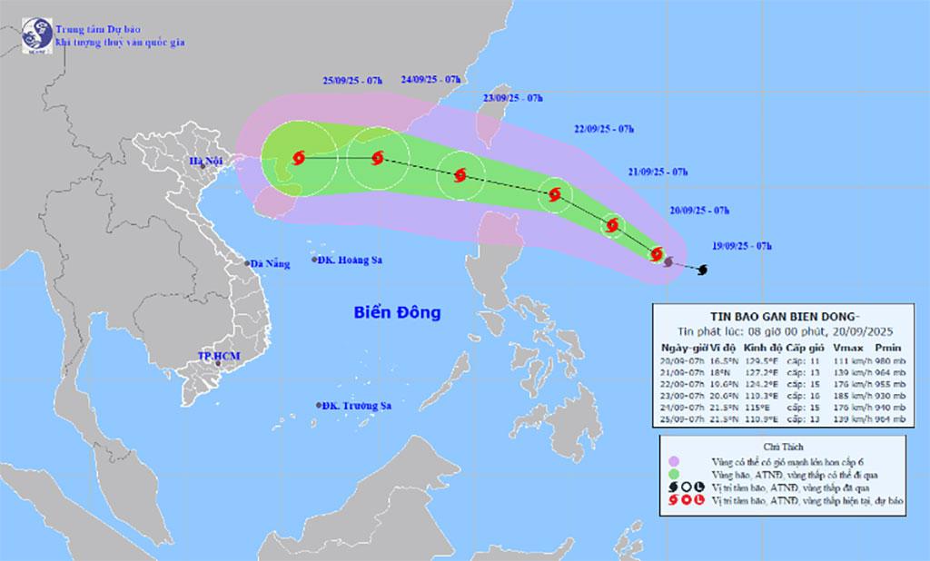 Dự báo hướng di chuyển của bão RAGASA . (Nguồn: nchmf)
