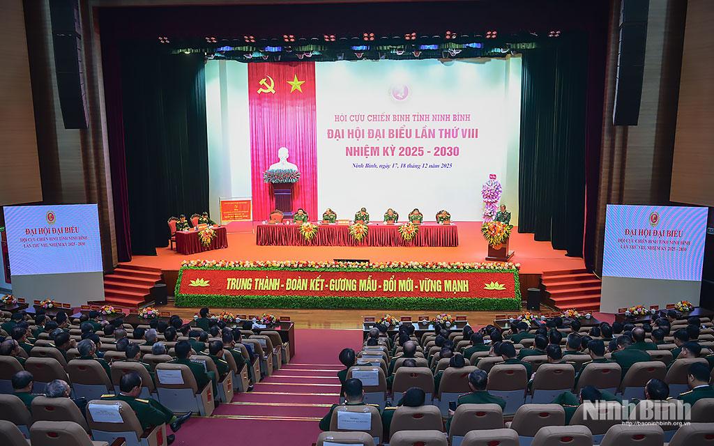 Quang cảnh Phiên thứ nhất Đại hội đại biểu Hội Cựu chiến binh tỉnh Ninh Bình lần thứ VIII, nhiệm kỳ 2025-2030.