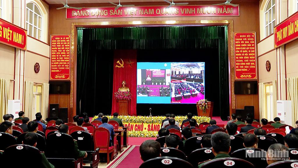 Quang cảnh hội nghị tại điểm cầu Ninh Bình.