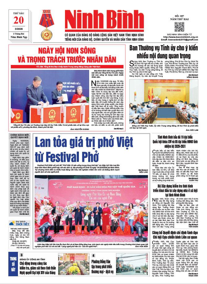Ninh Bình thời sự số 187 (20/3/2026)