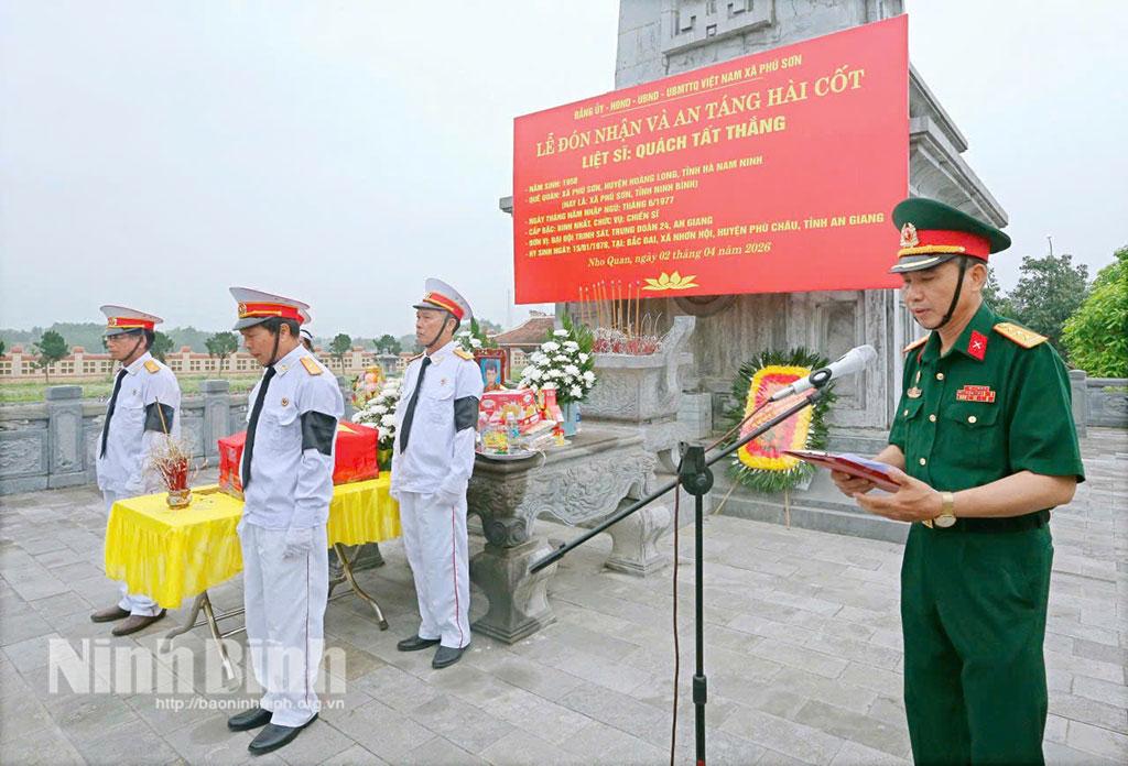 Lễ đón nhận và an táng hài cốt liệt sĩ Quách Tất Thắng.