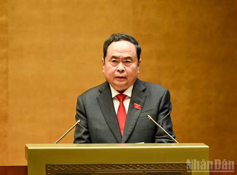 Chủ tịch Quốc hội khóa XV Trần Thanh Mẫn phát biểu khai mạc Kỳ họp thứ nhất, Quốc hội khóa XVI. (Ảnh: DUY LINH)