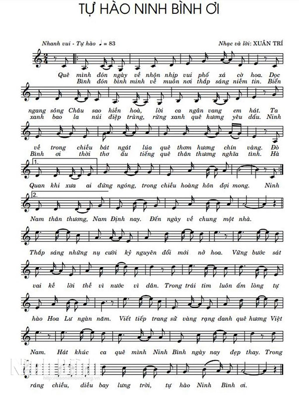 Ca khúc "Tự hào Ninh Bình ơi".
