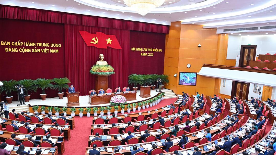 Hội nghị lần thứ 12 Ban Chấp hành Trung ương Đảng Cộng sản Việt Nam khóa XIII đã khai mạc trọng thể tại Thủ đô Hà Nội. Ảnh: Báo Nhân Dân