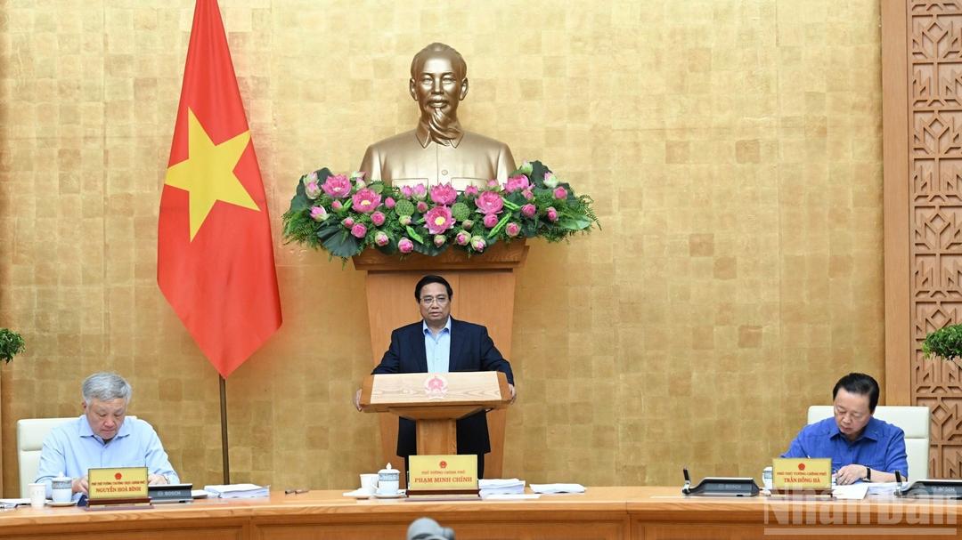 Thủ tướng Phạm Minh Chính chủ trì phiên họp Chính phủ thường kỳ tháng 8. (Ảnh: NDO)