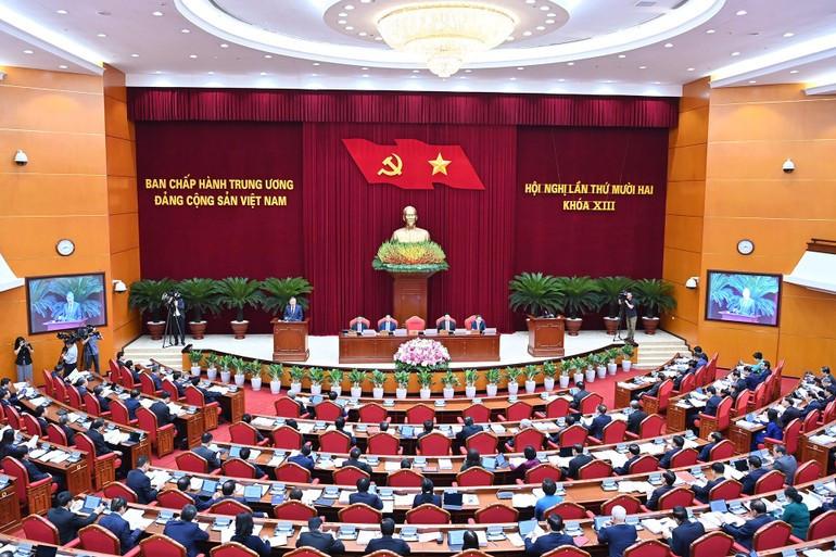 Hội nghị lần thứ 12 Ban Chấp hành Trung ương Đảng khóa XIII. (Ảnh: ĐĂNG KHOA)