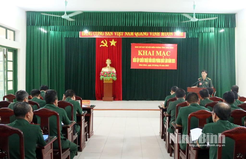 Quang cảnh khai mạc diễn tập chiến thuật cấp đồn biên phòng năm 2025 tại Đồn Biên phòng Quất Lâm.