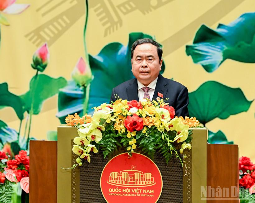 Chủ tịch Quốc hội Trần Thanh Mẫn phát biểu tại lễ kỷ niệm. (Ảnh: DUY LINH)