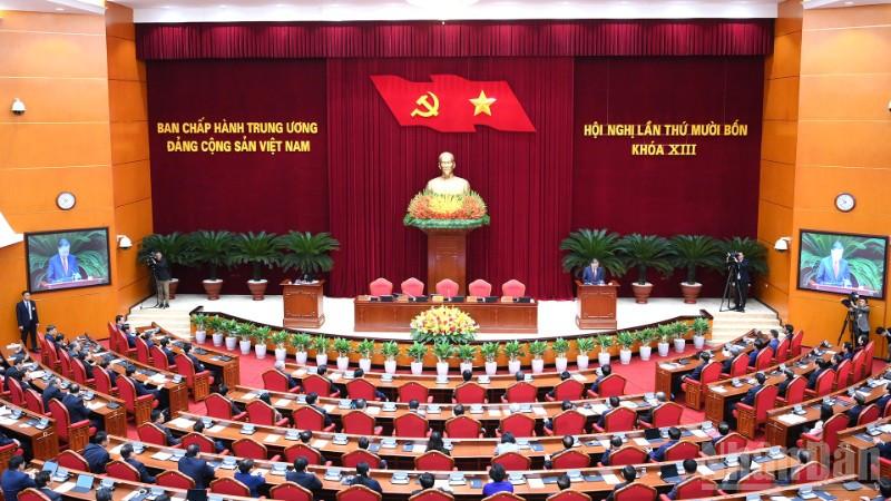 Quang cảnh Hội nghị lần thứ 14 Ban Chấp hành Trung ương Đảng khóa XIII. (Ảnh: ĐĂNG KHOA)