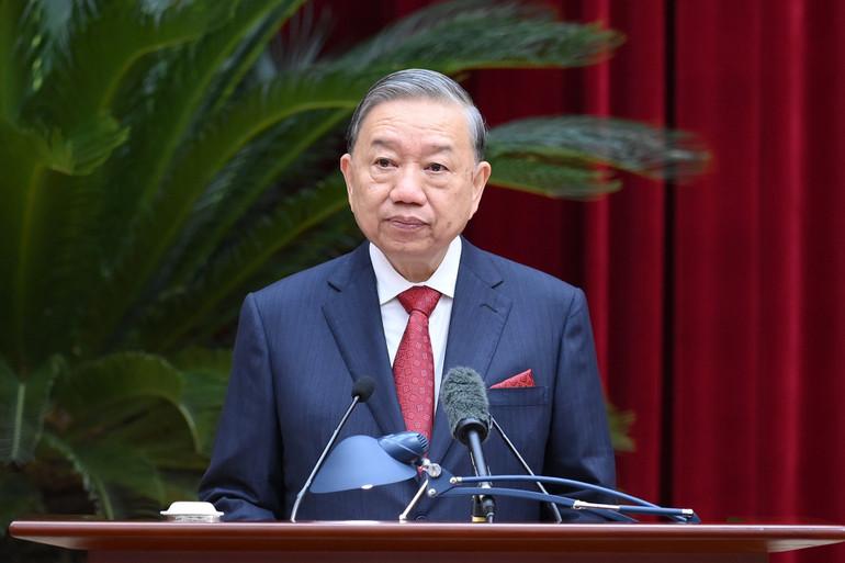 Tổng Bí thư Tô Lâm phát biểu bế mạc Hội nghị lần thứ 15 Ban Chấp hành Trung ương Đảng khóa XIII. (Ảnh: ĐĂNG KHOA)