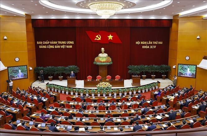 Phiên bế mạc Hội nghị lần thứ hai, Ban Chấp hành Trung ương Đảng khóa XIV. Ảnh: TTXVN