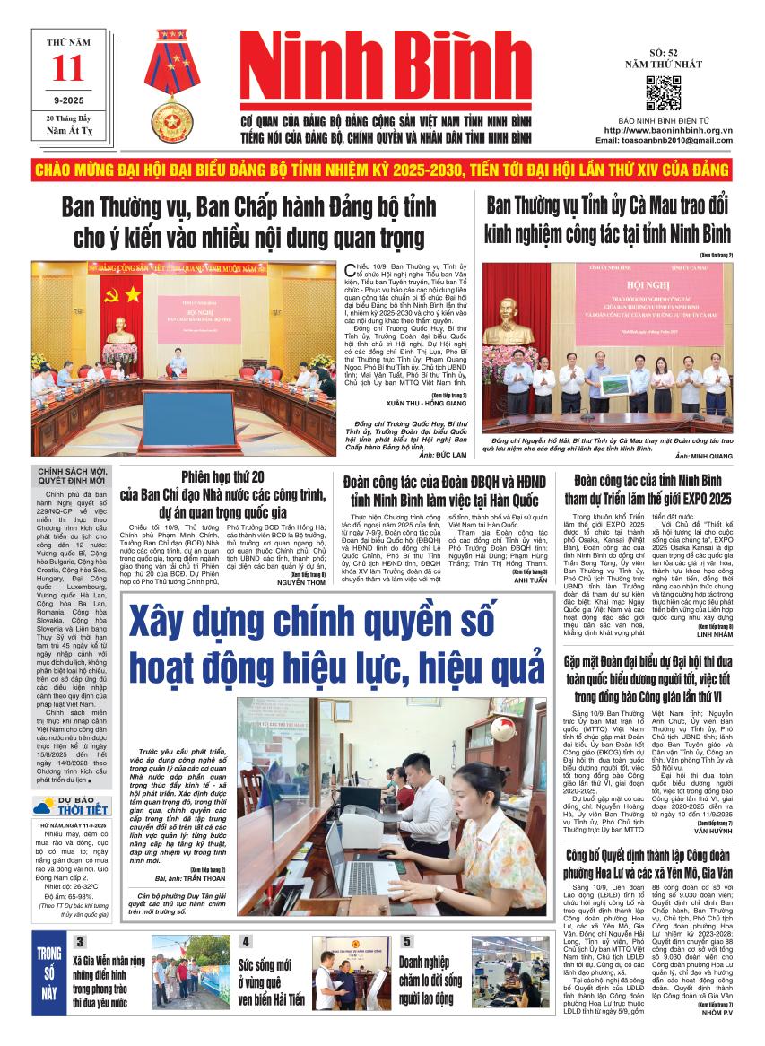 Ninh Bình thời sự số 52 (11/9/2025)
