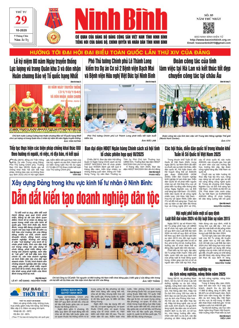 Ninh Bình thời sự số 85 (29/10/2025)