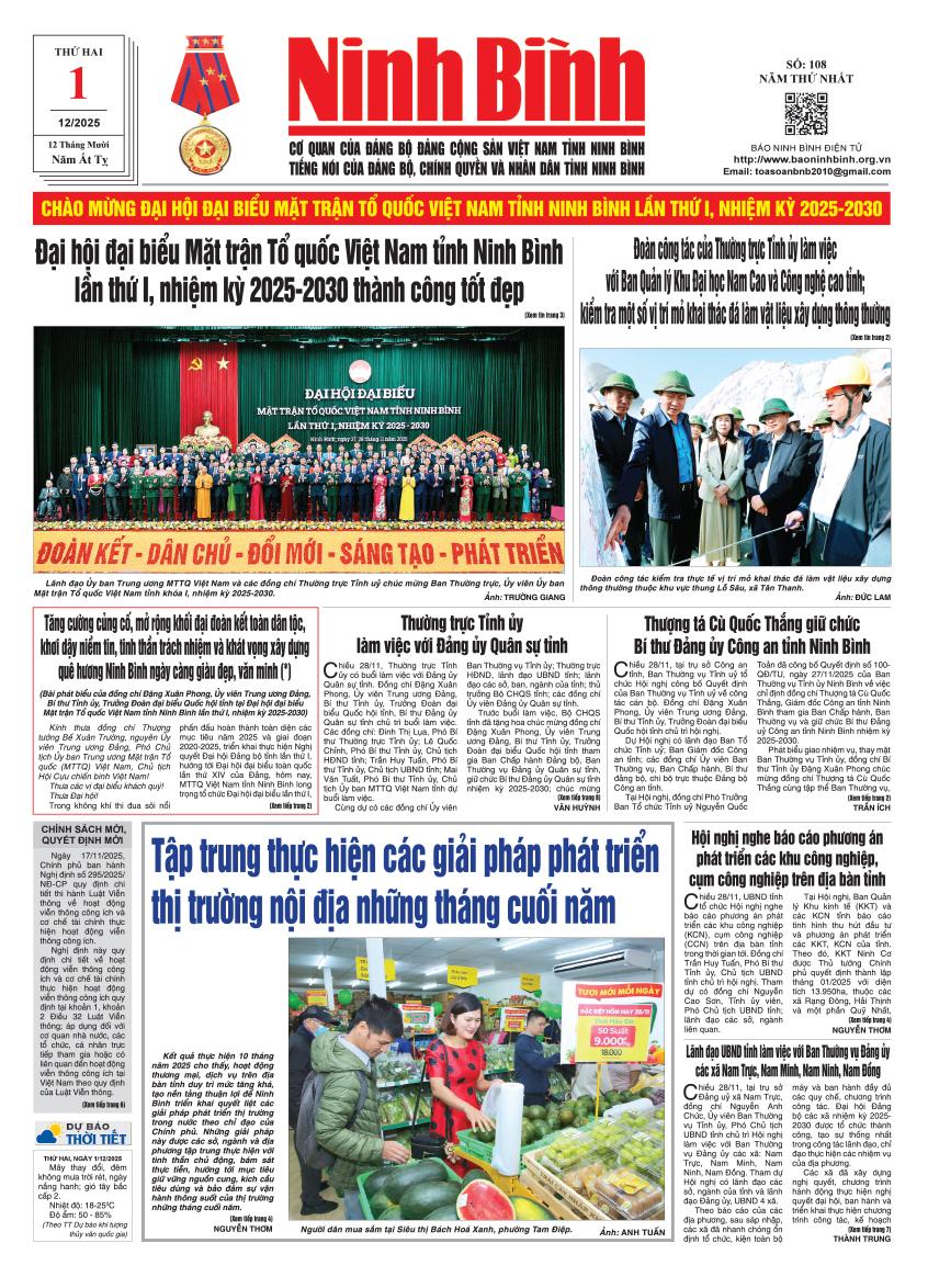Ninh Bình thời sự số 108 (1/12/2025)