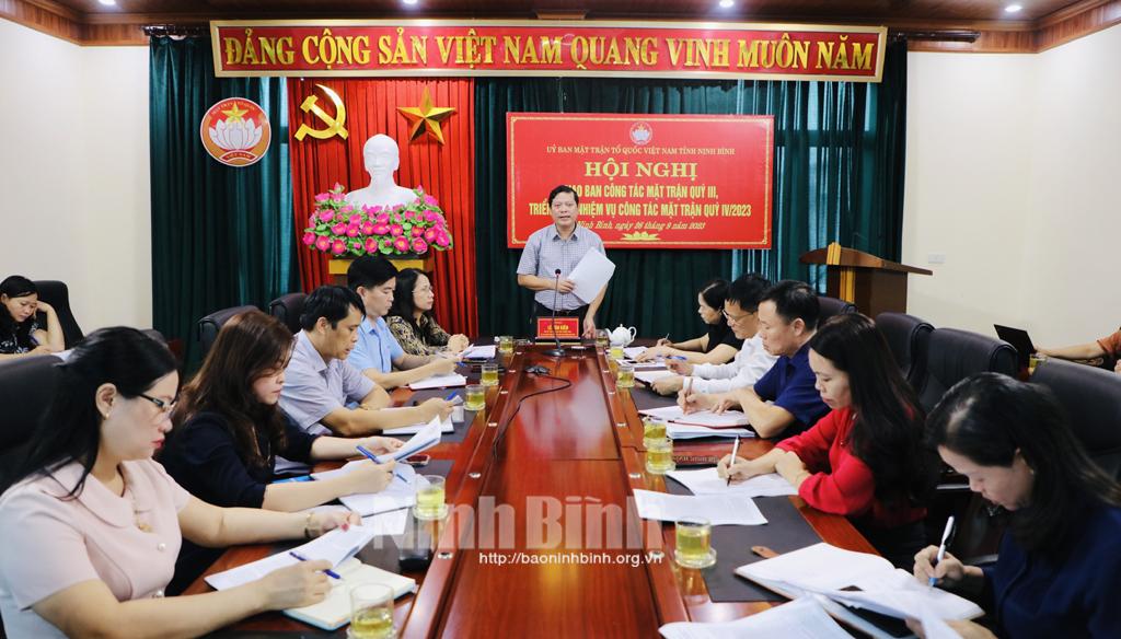 Ủy ban MTTQ Việt Nam tỉnh triển khai nhiệm vụ công tác quý IV năm 2023