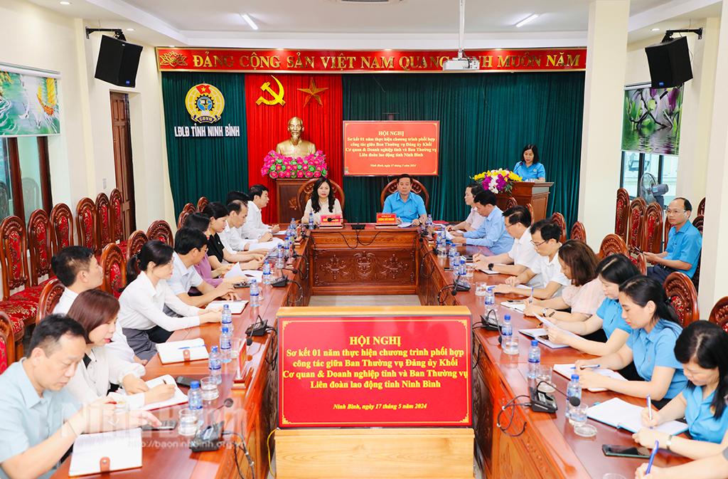 Sơ kết chương trình phối hợp giữa Ban Thường vụ Đảng ủy Khối Cơ quan & Doanh nghiệp tỉnh và Ban Thường vụ LĐLĐ tỉnh