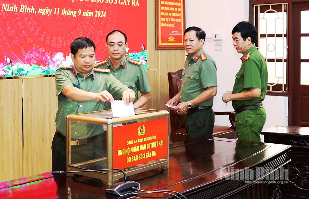 Công an tỉnh phát động ủng hộ nhân dân các tỉnh bị thiệt hại do cơn bão số 3 gây ra