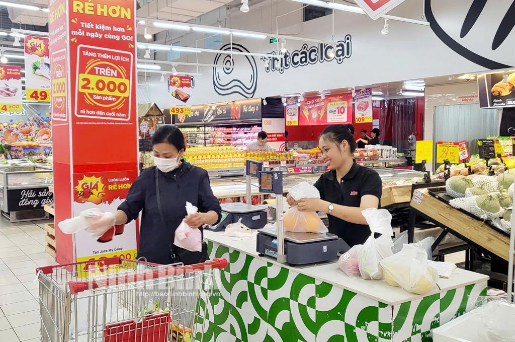 Người dân mua sắm tại Siêu thị GO Ninh Bình.