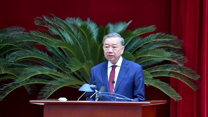 Tổng Bí thư Tô Lâm phát biểu bế mạc hội nghị.