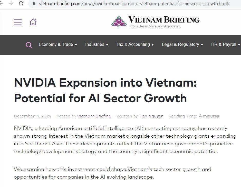 Bài viết đăng tải trên Vietnam-briefing.com của Tập đoàn Dezan Shira & Associates.