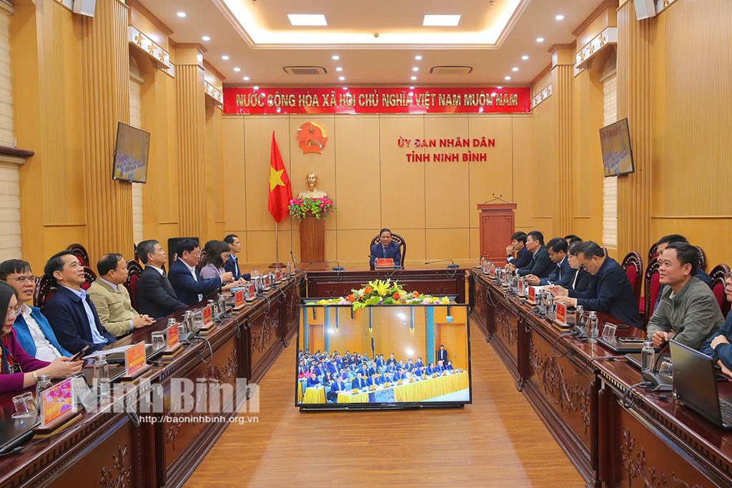 Quang cảnh hội nghị tại điểm cầu Ninh Bình.