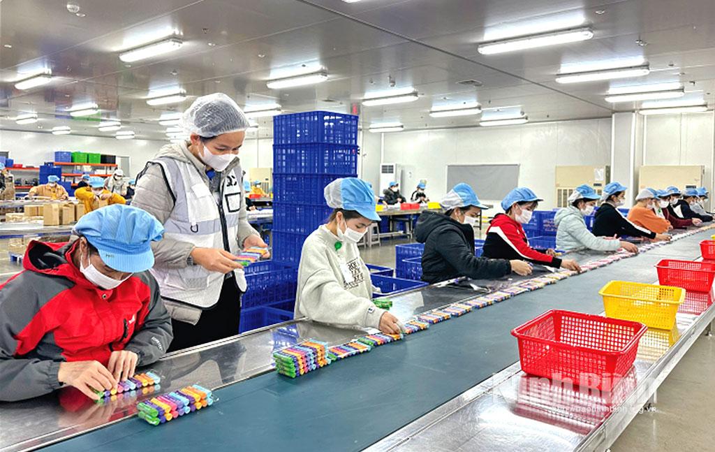 Dây chuyền sản xuất mỹ phẩm của Nhà máy sản xuất mỹ phẩm Global Tone tại Cụm công nghiệp Khánh Thượng (Yên Mô).