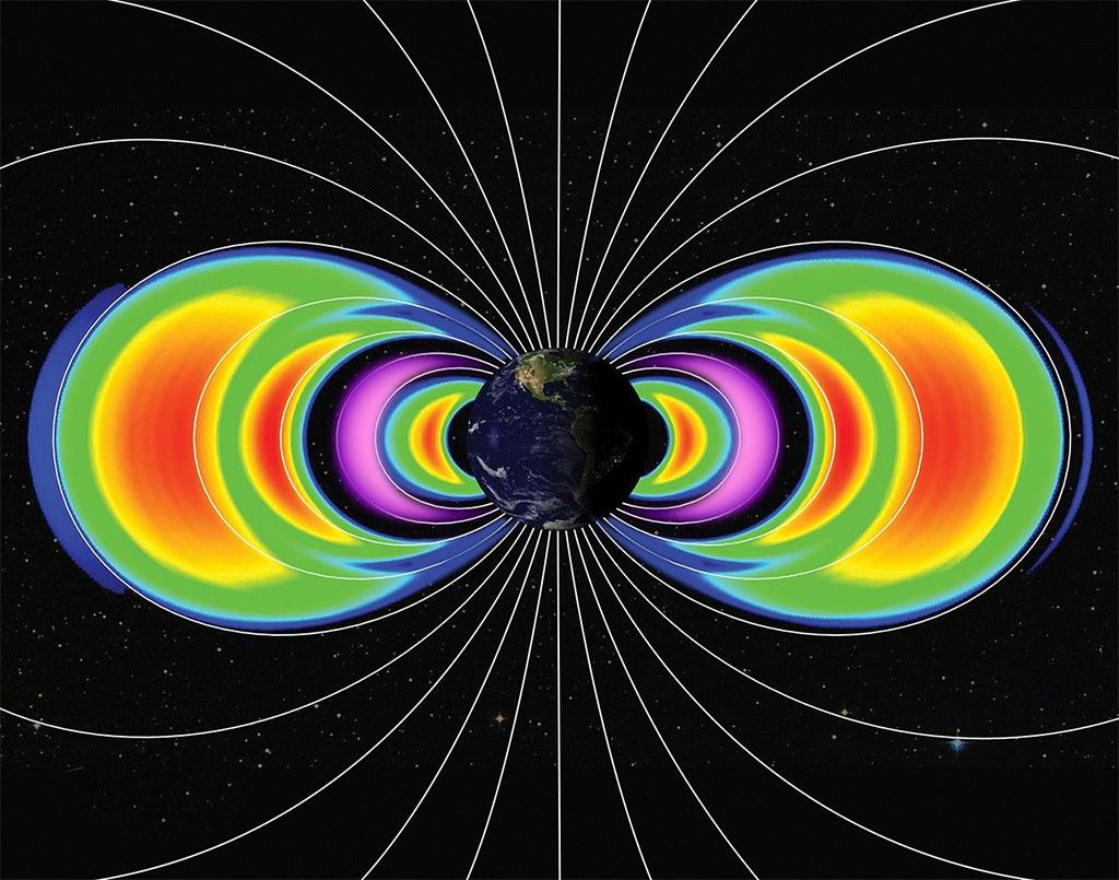 Hai vành đai bức xạ mới (màu tím) có chứa rất nhiều hạt proton. Ảnh: NASA/Goddard Space Flight Center/Kristen Perrin
