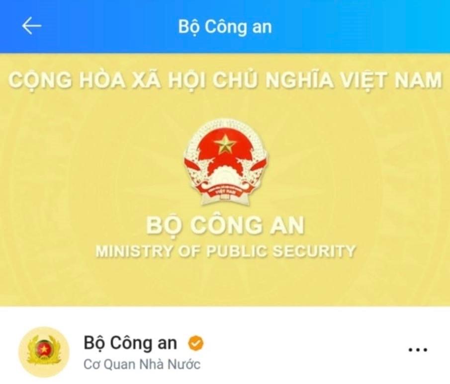 Trang thông tin Bộ Công an trên nền tảng Zalo.