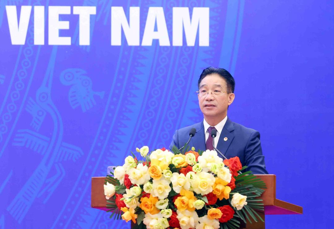 Ông Phạm Thanh Hà, Phó Chủ nhiệm Văn phòng Chủ tịch nước phát biểu và công bố quyết định đặc xá năm 2025 của Chủ tịch nước. Ảnh: Phạm Kiên/TTXVN