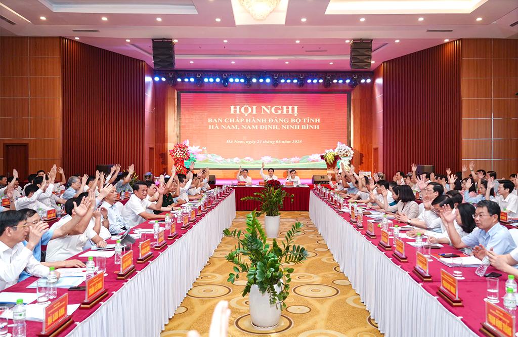 Các đại biểu biểu quyết thông qua các Đề án trình tại hội nghị.