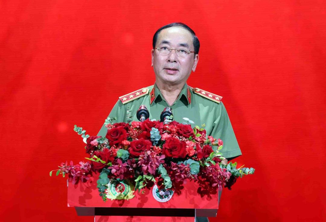 Thượng tướng Trần Quốc Tỏ, Uỷ viên Trung ương Đảng, Thứ trưởng Bộ Công an phát biểu tại chương trình.