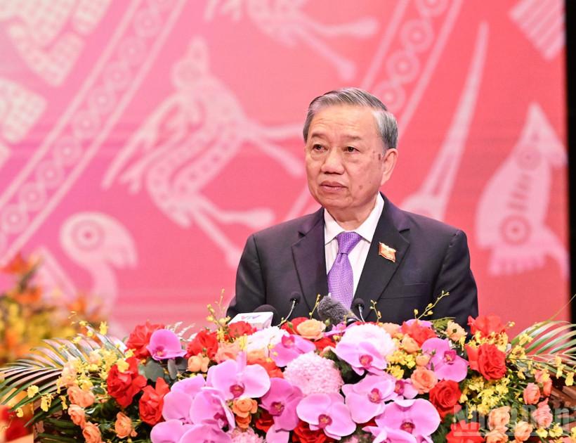 Tổng Bí thư Tô Lâm phát biểu ý kiến chỉ đạo tại Lễ kỷ niệm 80 năm Thành lập Chính phủ nước Cộng hòa xã hội chủ nghĩa Việt Nam. (Ảnh: Trần Hải)