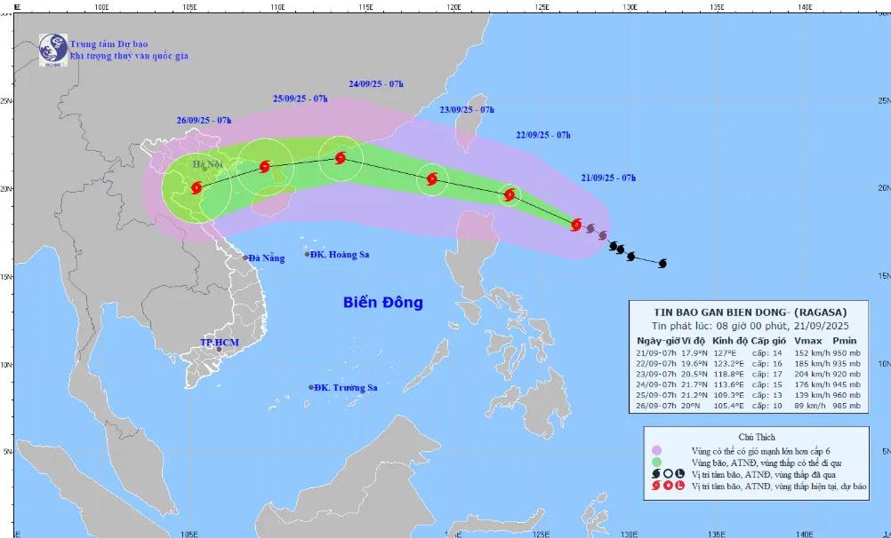 Dự báo hướng đi của bão RAGASA.