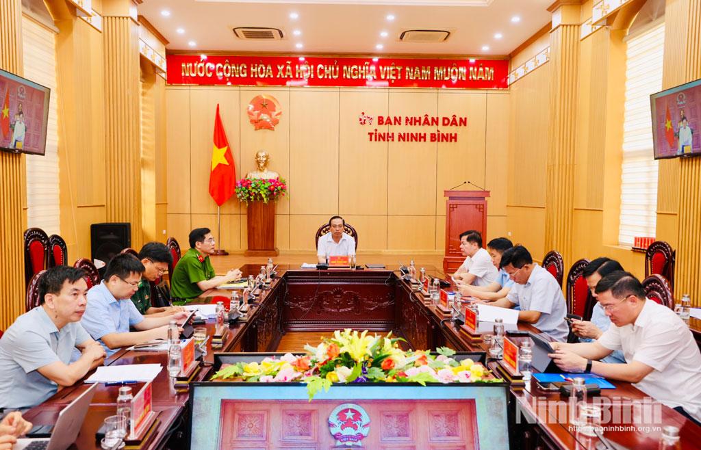 Quang cảnh hội nghị tại điểm cầu tỉnh Ninh Bình.