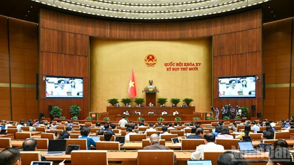 Quang cảnh phiên thảo luận của Quốc hội. (Ảnh: DUY LINH)