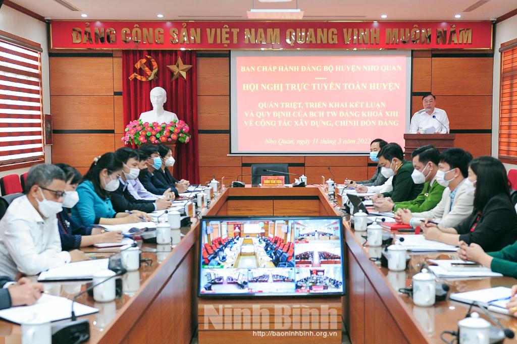 Nho Quan, quán triệt, triển khai các Kết luận, Quy định của Trung ương về công tác xây dựng, chỉnh đốn Đảng