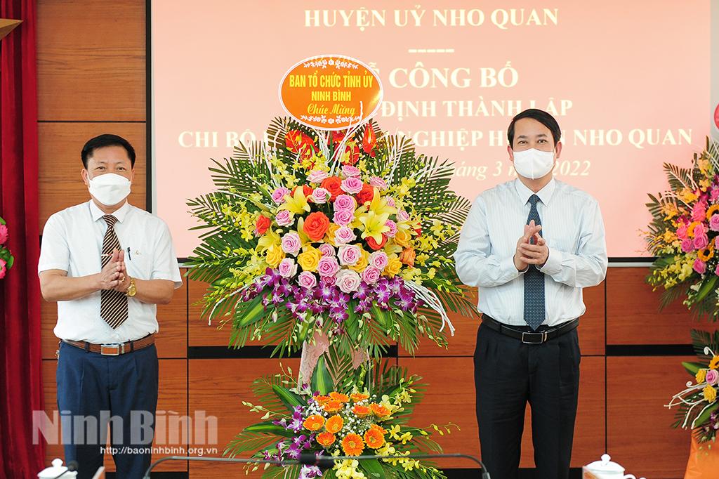 Công bố quyết định thành lập Chi bộ Hội Doanh nghiệp huyện Nho Quan