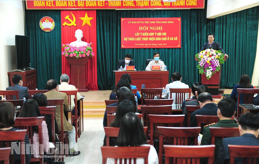 Ủy ban MTTQ Việt Nam tỉnh lấy ý kiến góp ý vào dự thảo Luật thực hiện dân chủ ở cơ sở