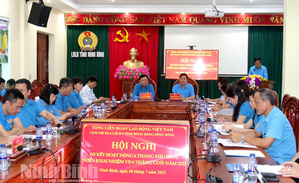 Cụm thi đua Liên đoàn Lao động các tỉnh đồng bằng sông Hồng triển khai nhiệm vụ 6 tháng cuối năm 2022