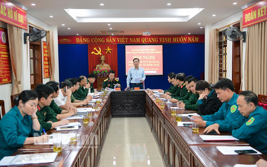 Ban CHQS thành phố Ninh Bình hiệp đồng phòng chống thiên tai