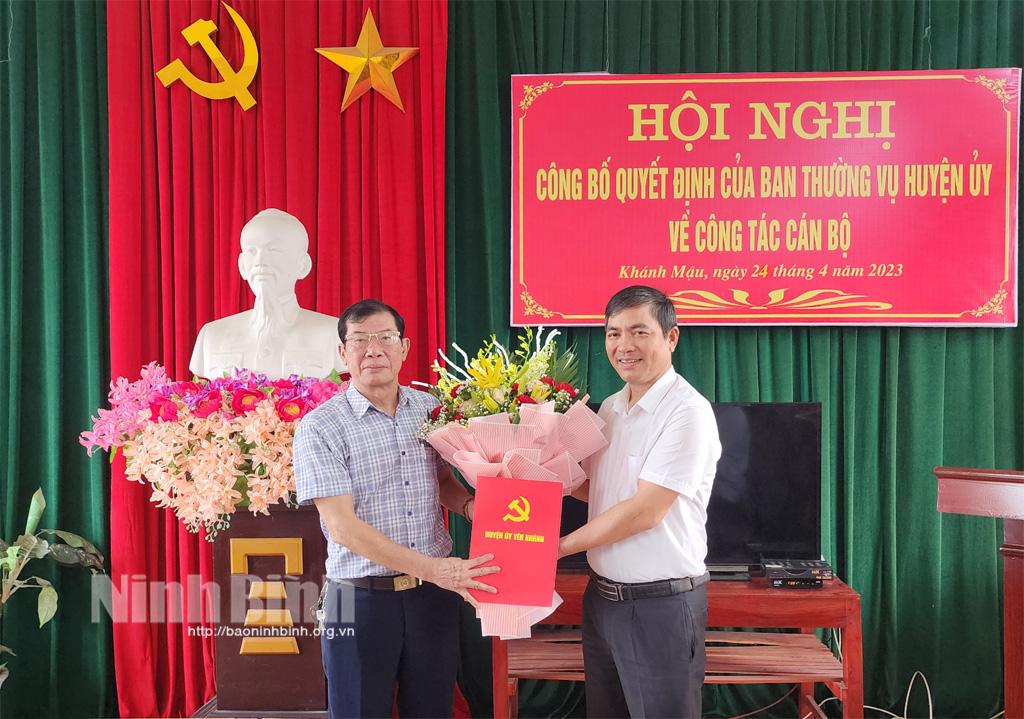 Huyện ủy Yên Khánh công bố quyết định về công tác cán bộ tại 3 xã, thị trấn