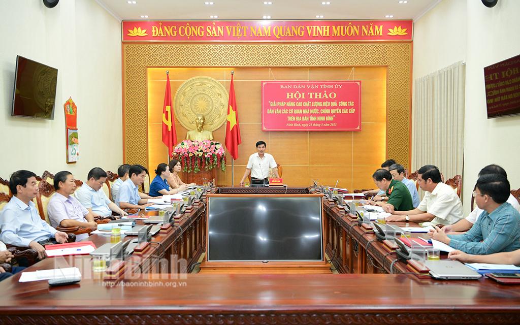 Hội thảo "Giải pháp nâng cao chất lượng, hiệu quả công tác dân vận các cơ quan nhà nước, chính quyền các cấp trên địa bàn tỉnh Ninh Bình"