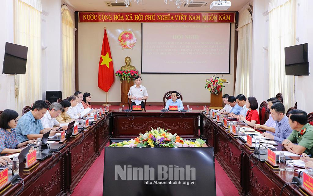 Đoàn khảo sát Ủy ban Văn hóa, Giáo dục của Quốc hội làm việc với UBND tỉnh Ninh Bình