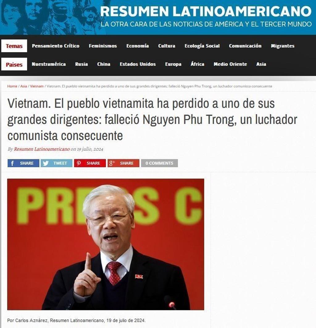 Truyền thông thế giới nhấn mạnh những thành tựu của Việt Nam dưới sự lãnh đạo của Tổng Bí thư Nguyễn Phú Trọng